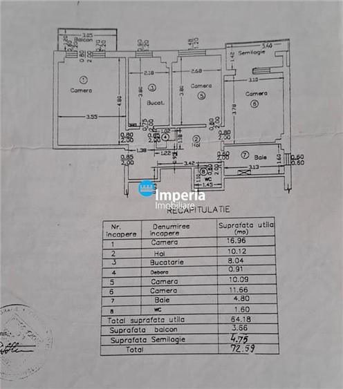 Apartament cu 3 camere decomandat în Dacia