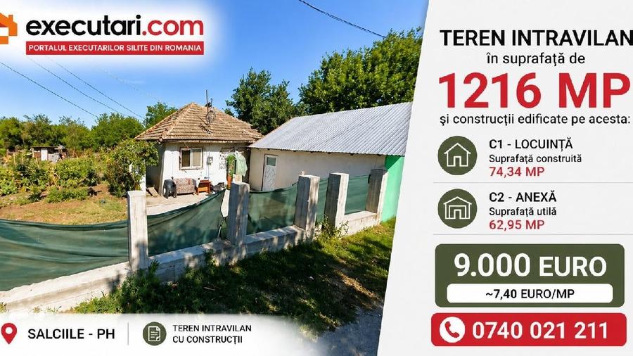 Casă individuală cu 2 camere cu Teren 1216 Mp în Sălciile