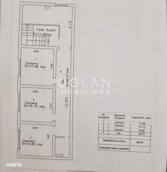 Apartament 3 camere, 88 mp utili, etaj 1, zona Turnisor - 7