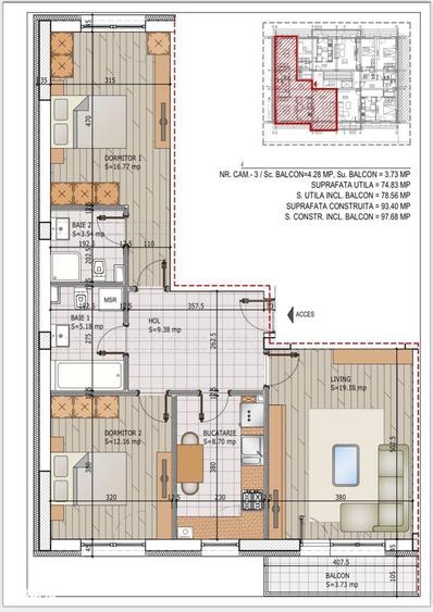 Apartament cu 3 camere decomandat, mobilat în Theodor Pallady