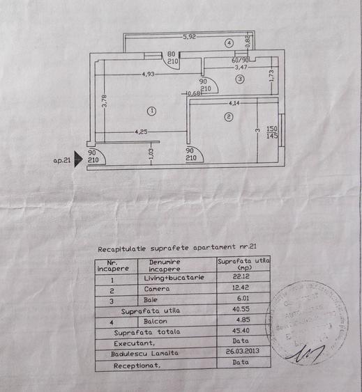 Apartament cu 2 camere semidecomandat în Nord