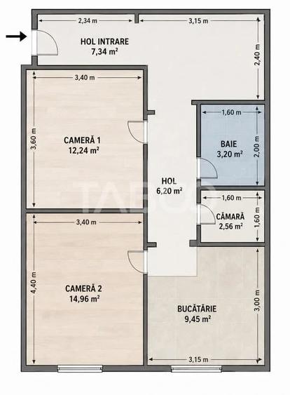 Casă cu 2 camere cu Teren 335 Mp în Tineretului