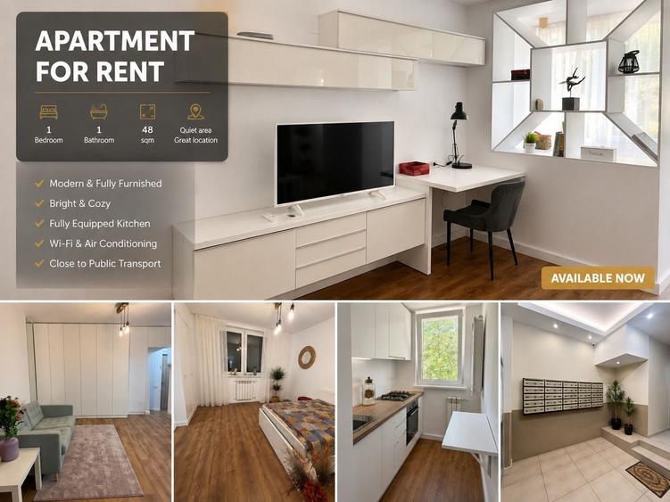 Apartament cu 2 camere decomandat, mobilat în 1 Mai