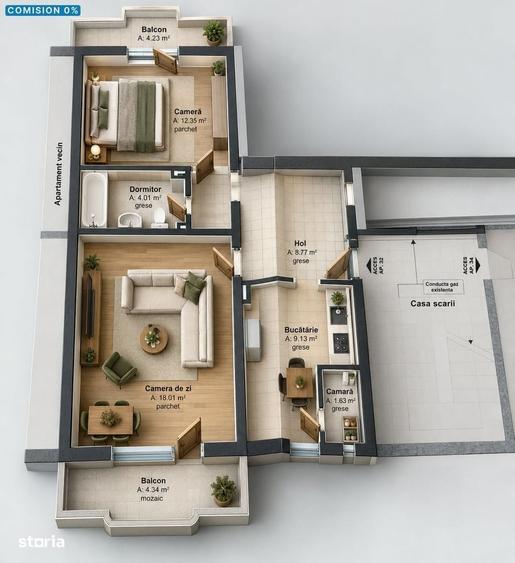 Apartament cu 2 camere în Central