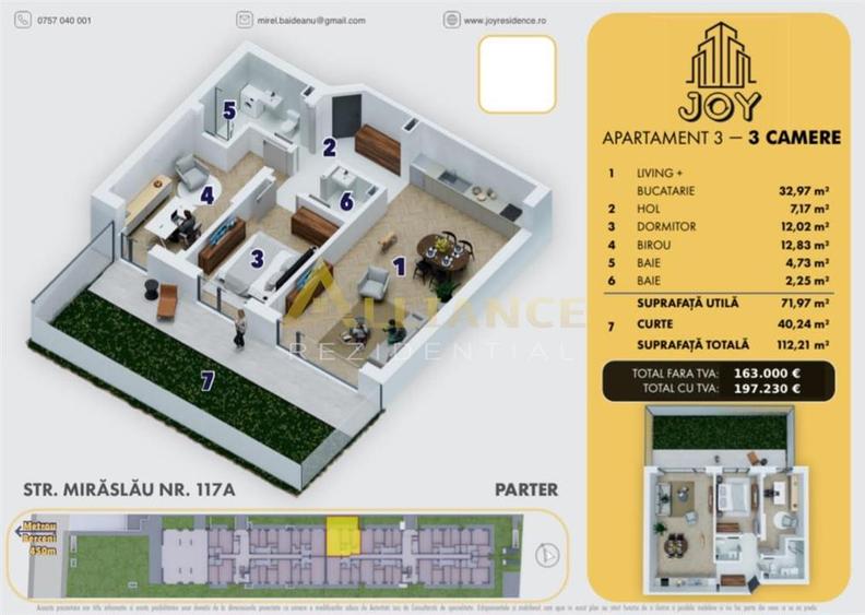 3 CAMERE + GRADINA - 5 MINUTE METROU BERCENI - 163.000eur+TVA - 5
