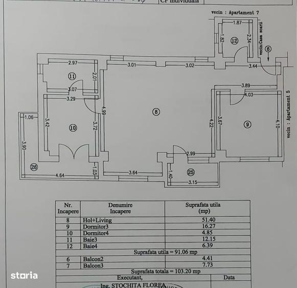 Apartament cu 3 camere în Central
