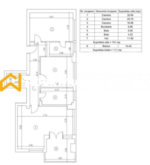 Apartament cu 3 camere decomandat în Floreasca
