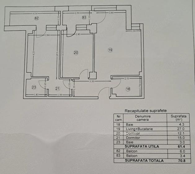 Apartament cu 3 camere decomandat în Baicului