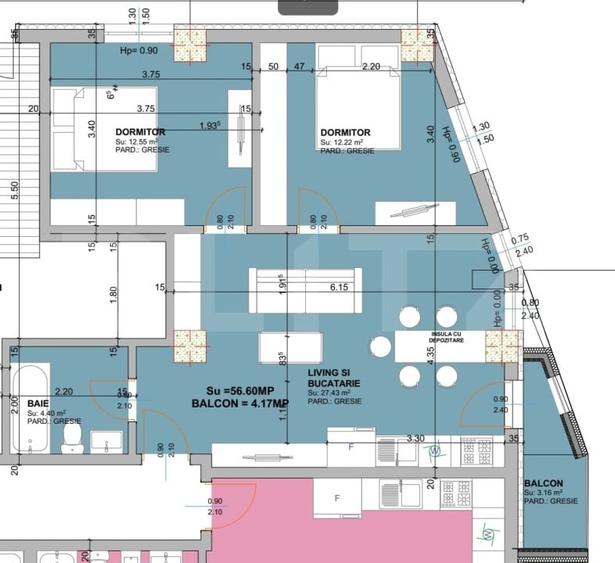 Apartament cu 2 camere decomandat în Central