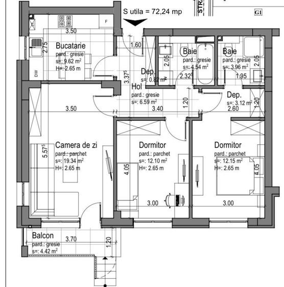 Apartament cu 2 camere decomandat în Tractorul