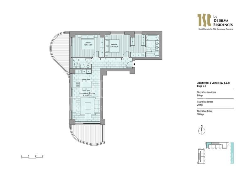 Apartament cu 3 camere în Nord