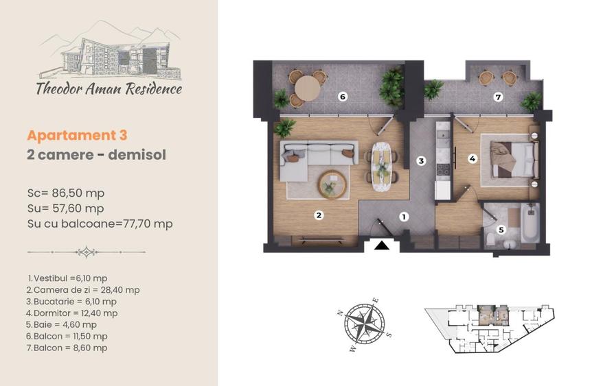 Apartament cu 2 camere semidecomandat în Furnica