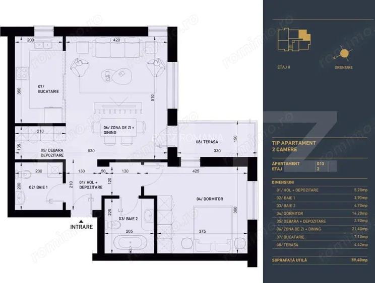 Apartament cu 2 camere si 2 bai, Smart Home, 60 mp - Complex Rezidential Nou