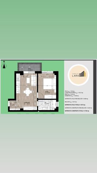 Apartament cu 2 camere semidecomandat în Otopeni