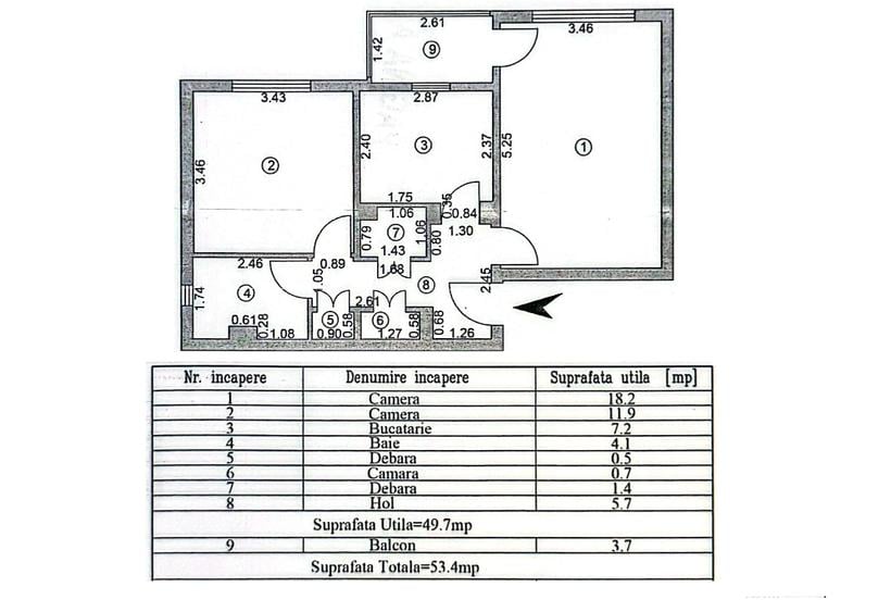 Apartament cu 2 camere decomandat în Micro 21