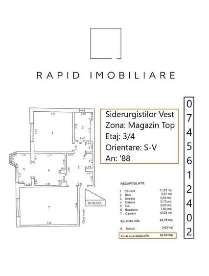 Apartament cu 2 camere decomandat în Vest