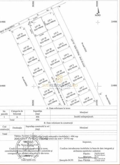 Teren Construcții intravilan de 496 mp, în Berceni