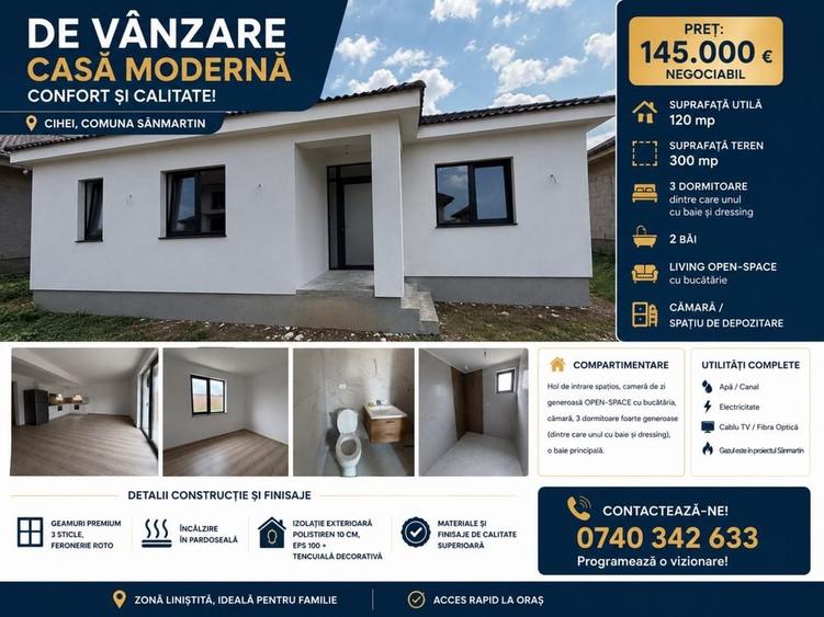 Casă cu 3 camere în Cihei