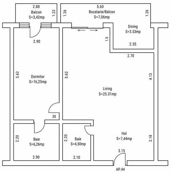 Apartament cu 2 camere semidecomandat în Făget