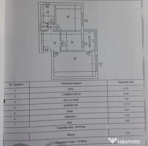 Apartament cu 2 camere decomandat în Central