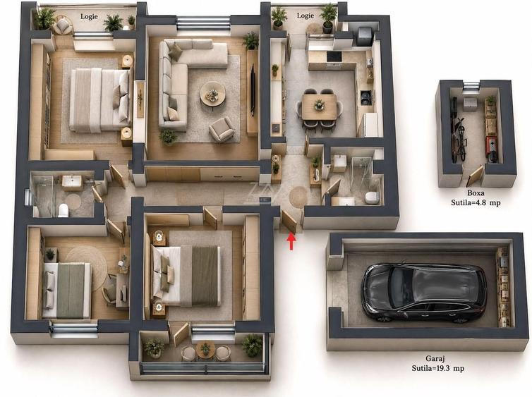 Apartament cu 4 camere decomandat în Șagului