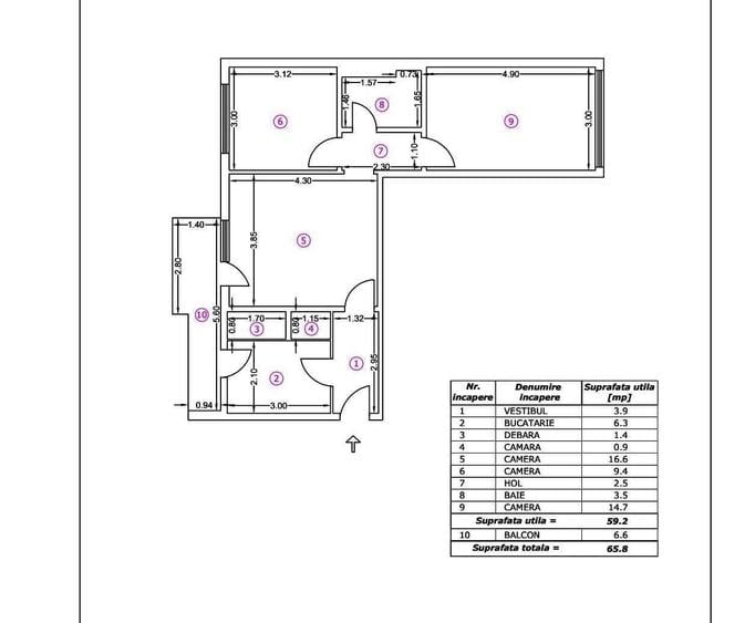Apartament cu 3 camere semidecomandat în Ștefan cel Mare