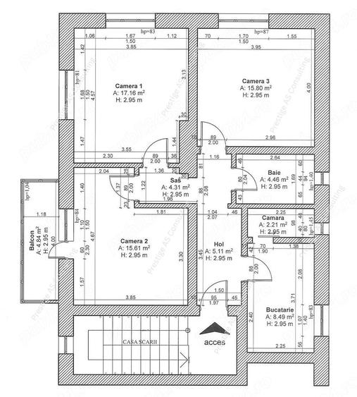 Apartament cu 3 camere decomandat în Punctele Cardinale