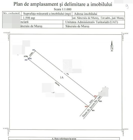 Teren Construcții intravilan de 1598 mp, în Sâncraiu de Mureș