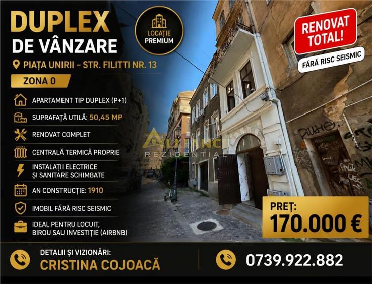 Piata Unirii Apartament tip duplex P+1 50 mp Centru Vechi Complet Renovat - 1