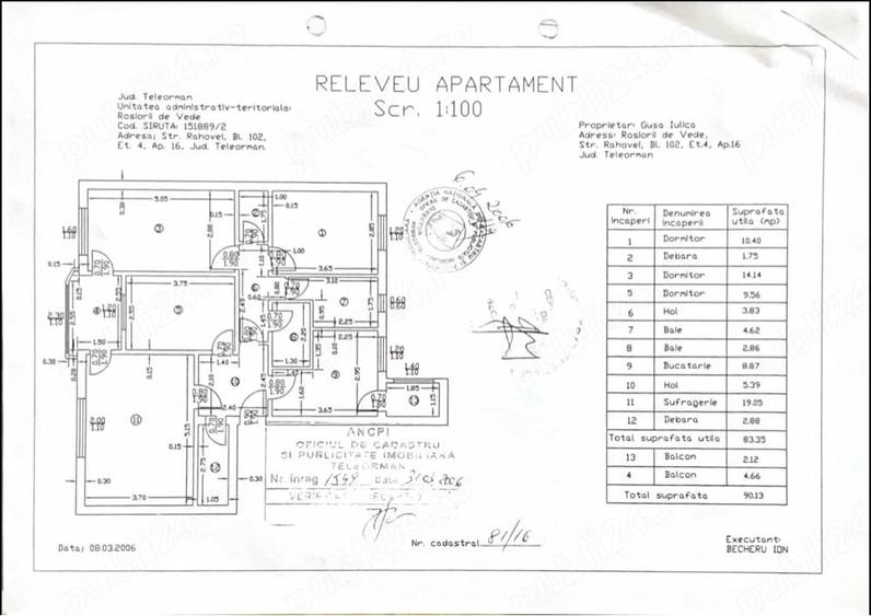Apartament cu 4 camere decomandat în Central