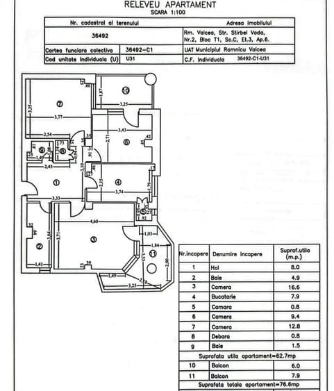 Apartament cu 3 camere decomandat în Central