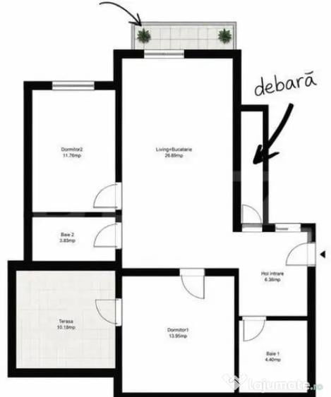Apartament cu 3 camere semidecomandat în Semicentral