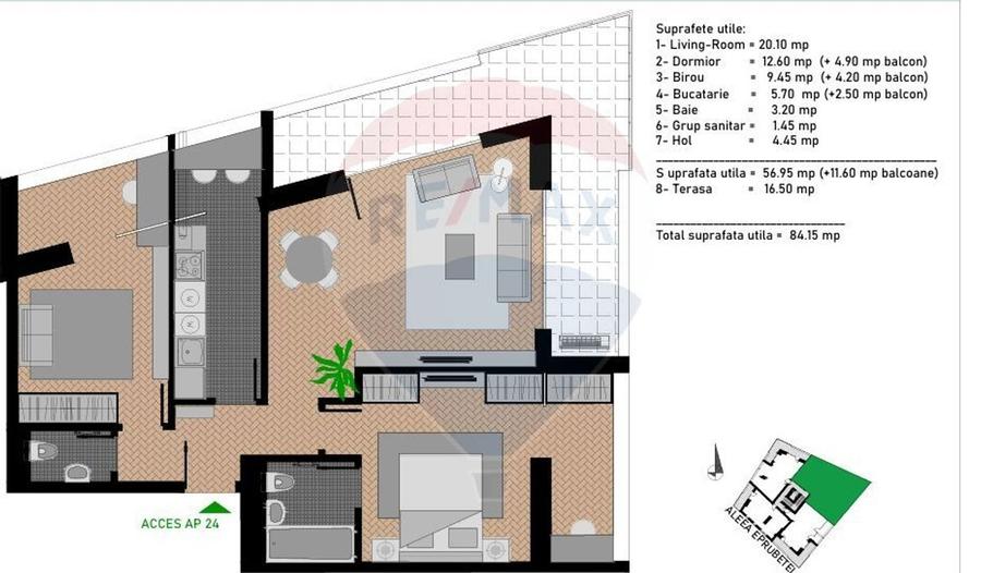 Apartament cu 3 camere decomandat în Camil Ressu
