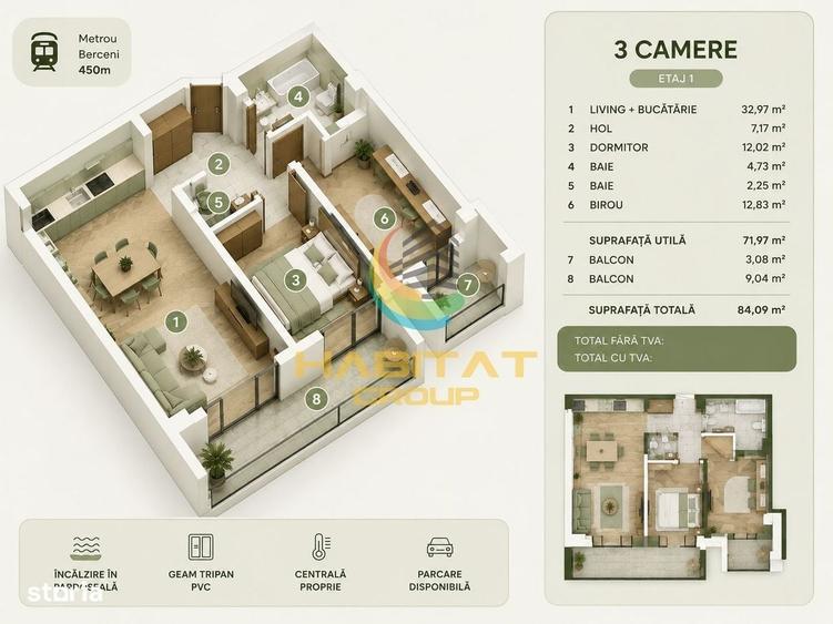 Vanzare Apartament 3 camere 84 mp - Popesti Leordeni | Metrou Berceni - 3