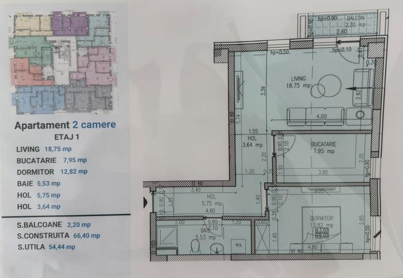 Apartament cu 2 camere în Sisești