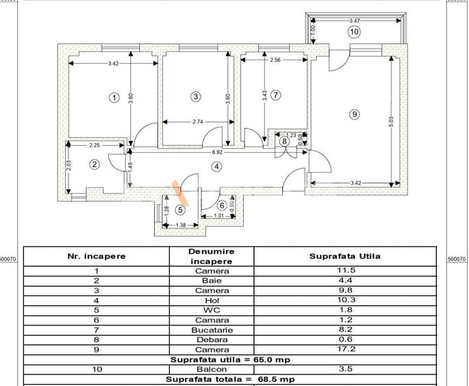 Apartament cu 3 camere decomandat în Răcădău
