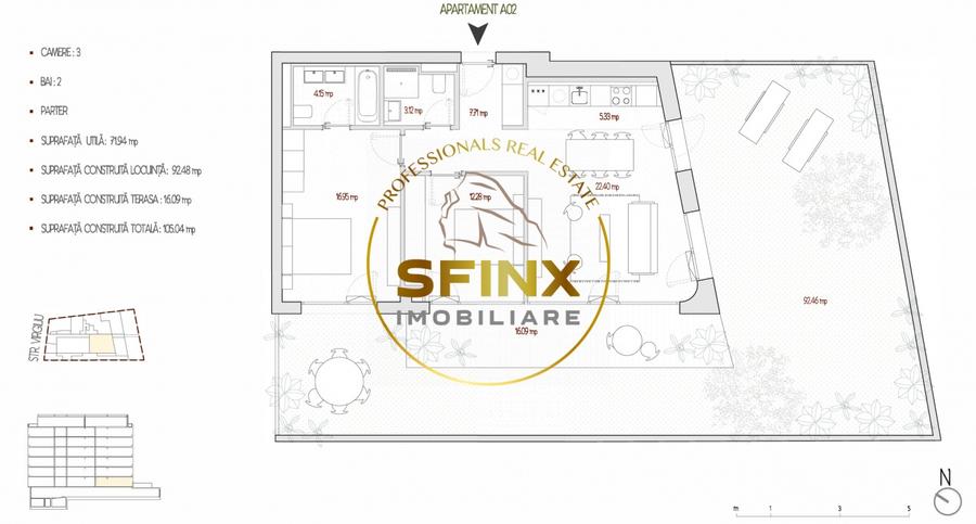 Apartament cu 3 camere semidecomandat în Știrbei Vodă