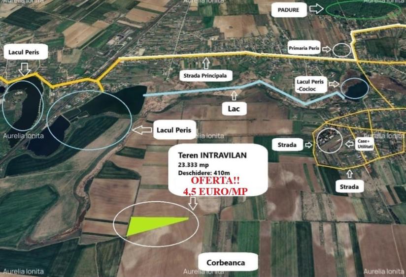 Teren intravilan de 23333 mp, în Periș