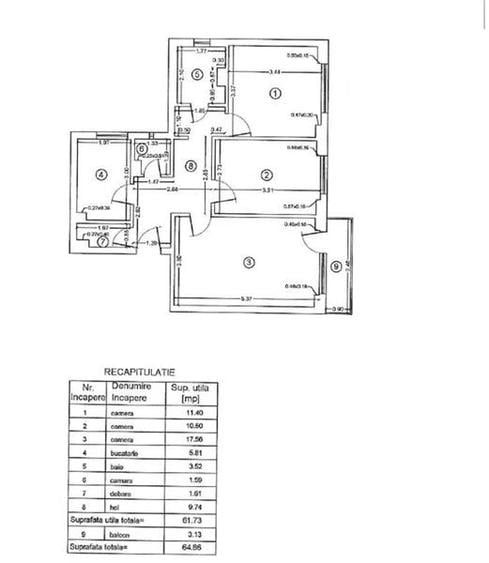 Apartament cu 3 camere decomandat, mobilat în Berceni