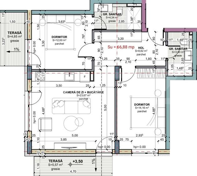 Apartament cu 3 camere semidecomandat în Iris