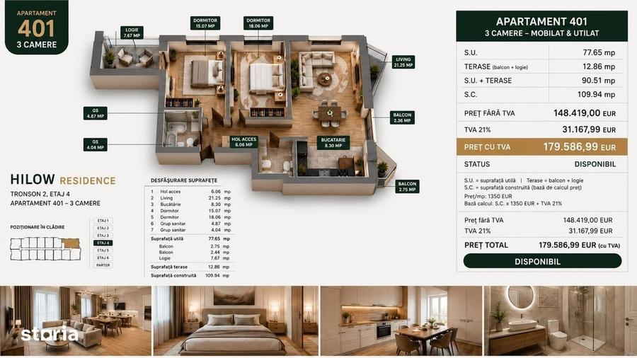 Apartament 3 camere, Hillow Residence- EURO CONSTRUCTII - 3