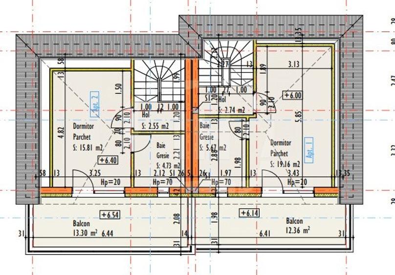 Duplex cu 4 camere cu Canalizare în Dâmbul Rotund