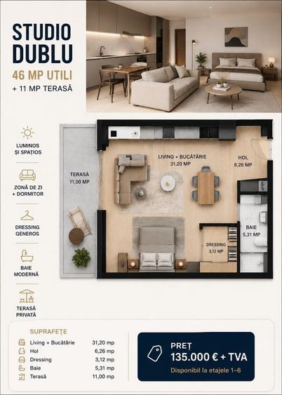 Apartament cu 2 camere în Central