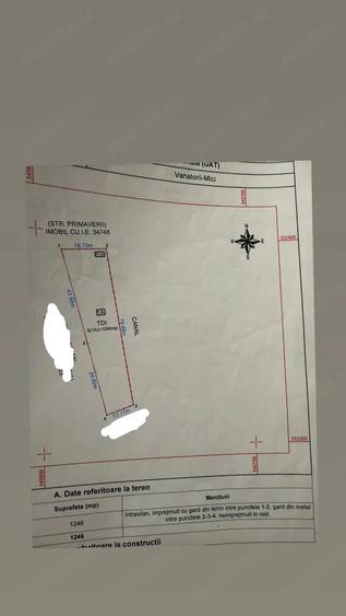 Teren de 1246 mp, în Vânătorii Mici