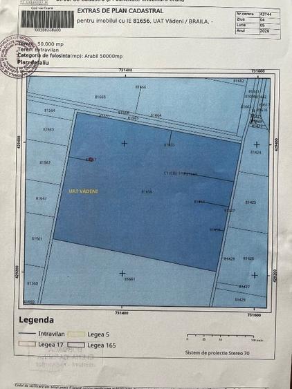 Teren agricol extravilan de 25000 mp, în Vădeni