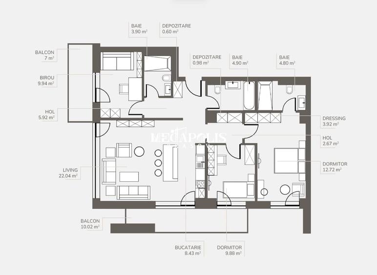Apartament cu 4 camere semidecomandat în Bartolomeu