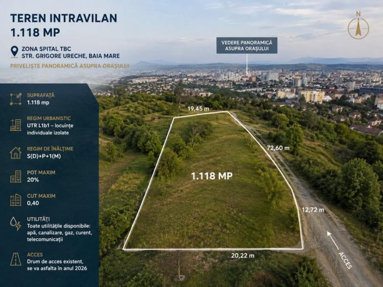 Teren de 1118 mp, în Central