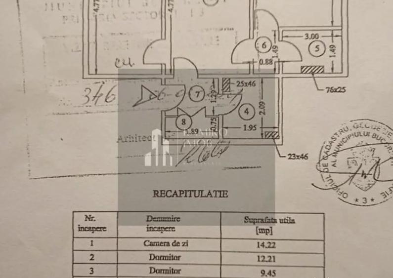 Apartament cu 3 camere semidecomandat în Central