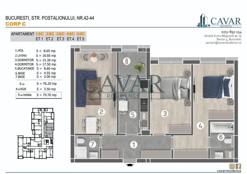 3 Camere 2 Bai 79 mp Proiect Finalizat - 11