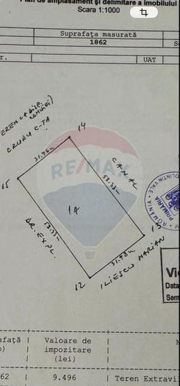Teren Construcții intravilan de 1862 mp, în Central